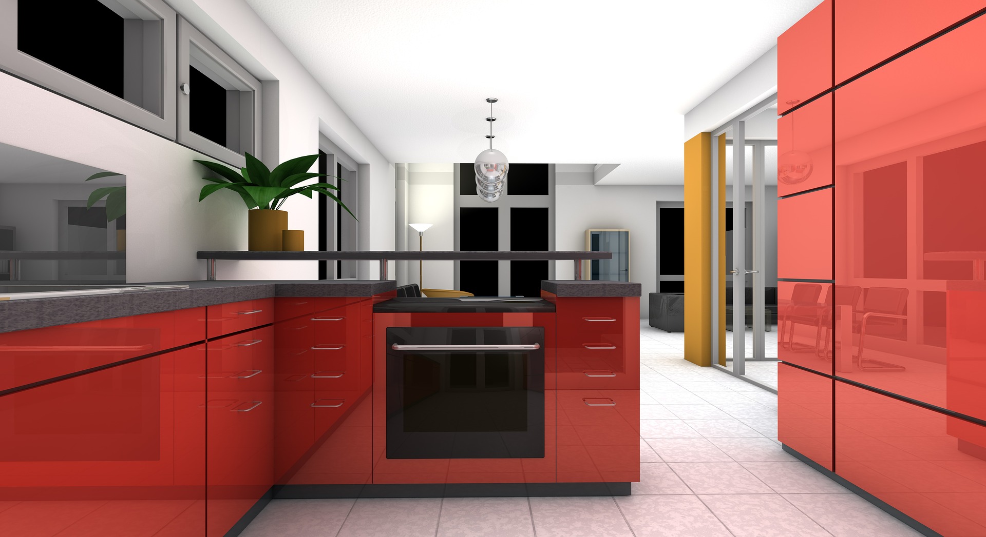 красная кухня в интерьере фото