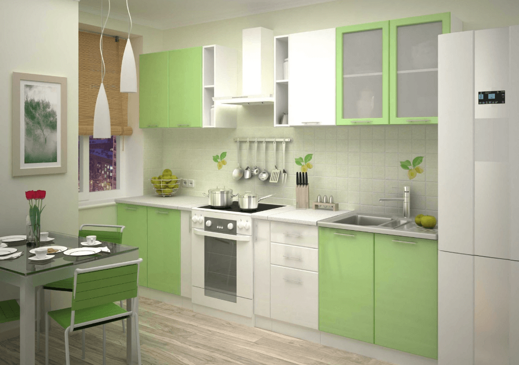 кухня в зеленом цвете дизайн