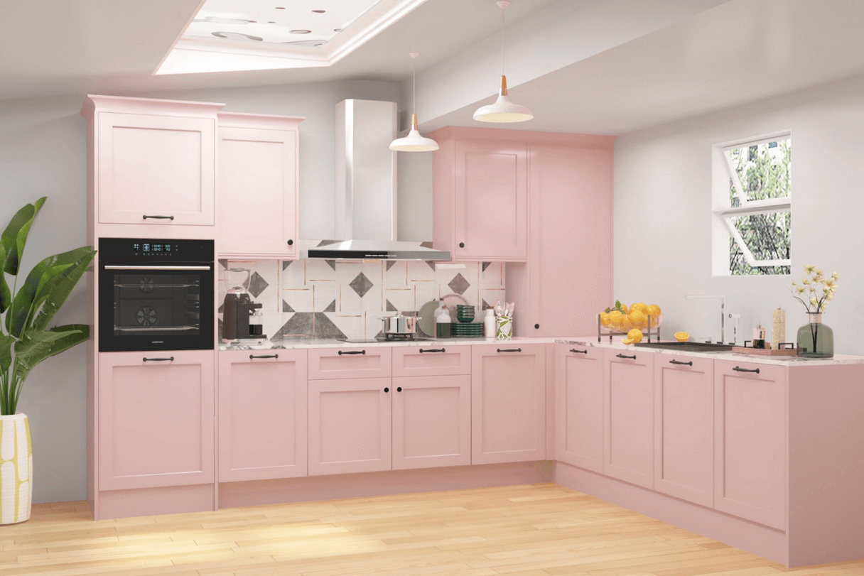 розовая кухня в интерьере