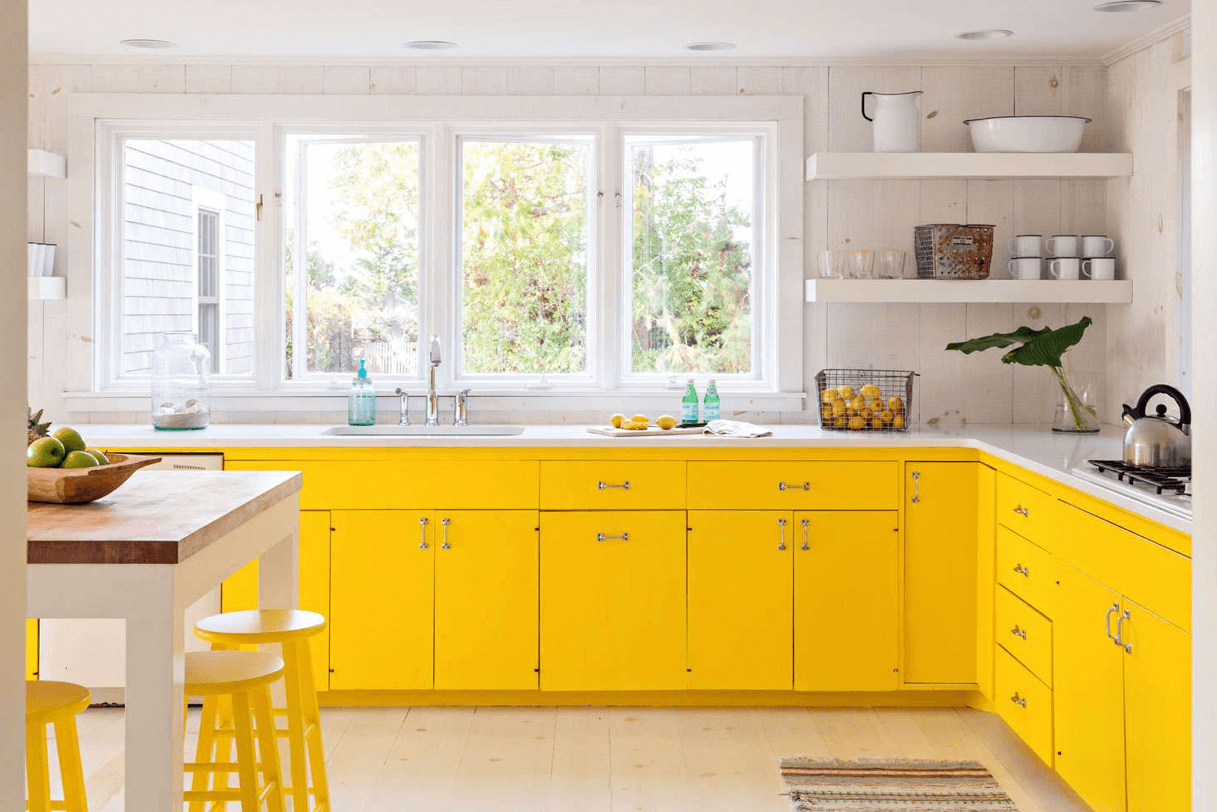 кухня в желтом цвете дизайн фото