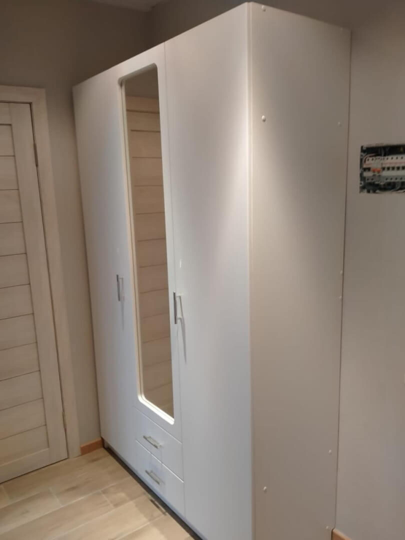 Шкаф для прихожей с отделкой из белого шпона